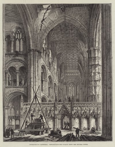 Cathédrale de Peterborough, préparations pour la démolition de la tour centrale - Frank Watkins